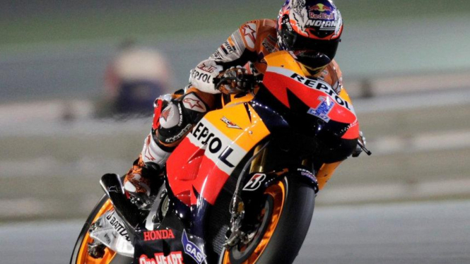 Pembalap Repsol Honda, Casey Stoner, di Sirkuit Losail Qatar