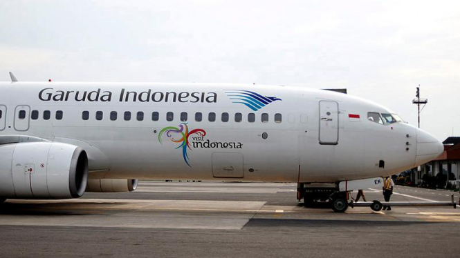 Pesawat Garuda Indonesia di Bandara Adisutjipto