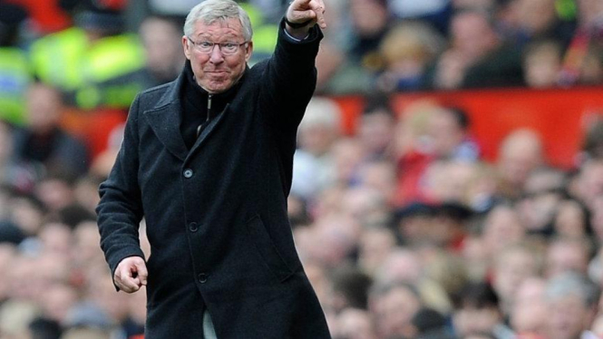 Sir Alex Ferguson saat Manchester United ditahan Everton 4-4