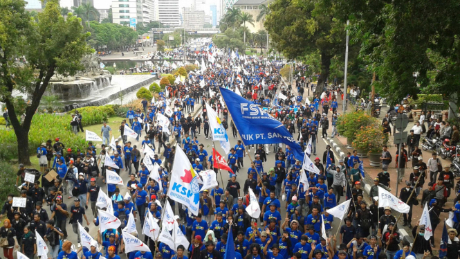 Demo buruh "May Day" di Jakarta