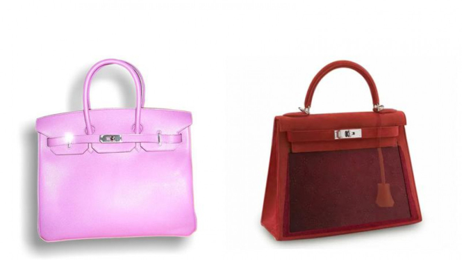 Birkin Bag (kiri) dan Kelly Bag produksi Hermes