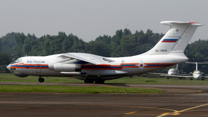 Pesawat Ilyushin Il-76 milik Rusia mendarat di Bandara Halim Perdanakusuma