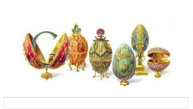 Doodle telur Paskah dari emas di Google