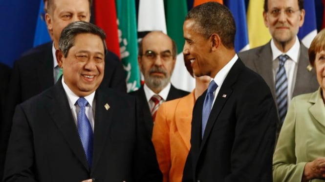 Presiden Yudhoyono (kiri) menghadiri KTT G20 di Los Cabos Meksiko