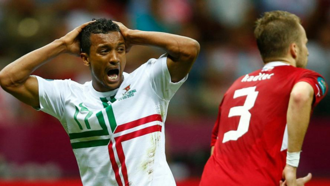 Pemain Portugal, Nani saat menghadapi Republik Ceko