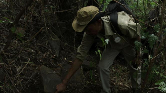 Batu Bergaris di Situs Megalitikum Gunung Padang