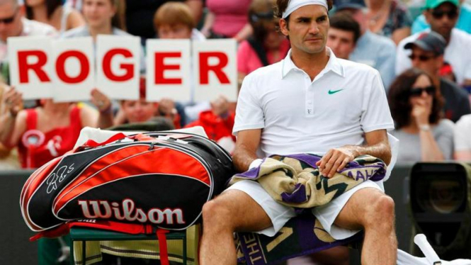 Roger Federer saat berlaga di Wimbledon