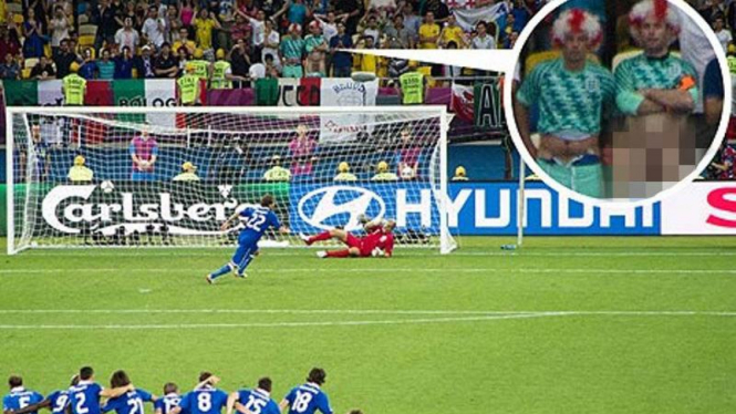 Kelakuan aneh suporter Inggris saat adu penalti melawan Italia