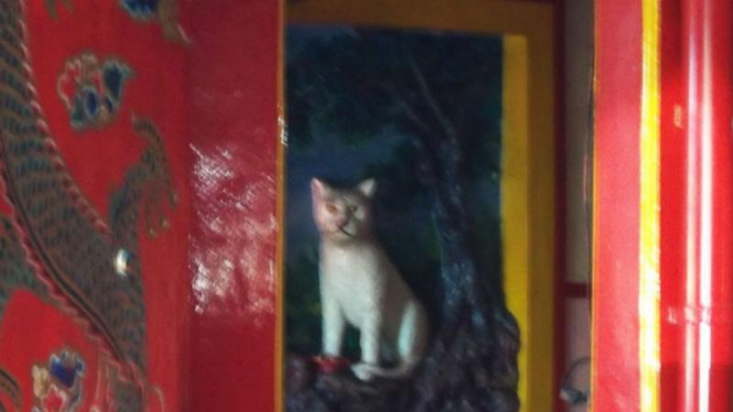 Relief kucing di Kelenteng Tjoe Ling Kiong