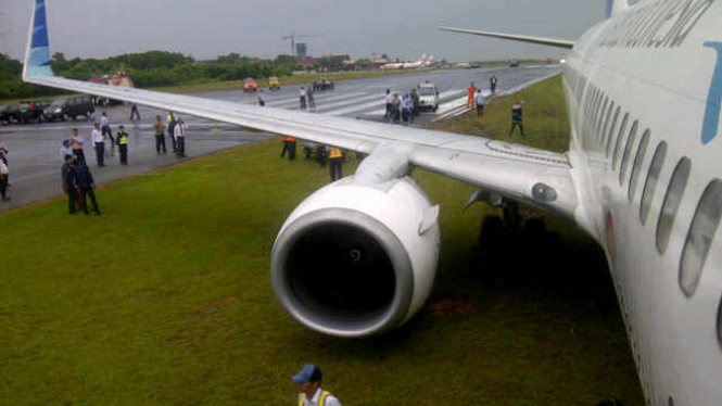 Garuda Indonesia tergelincir di Pekanbaru, Riau