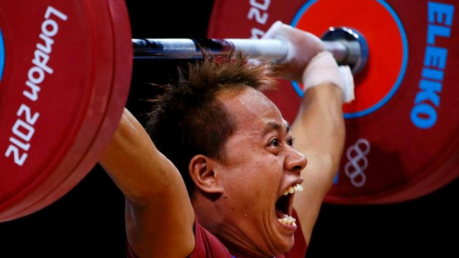 Atlet angkat besi Indonesia, Jadi Setiadi, di Olimpiade 2012