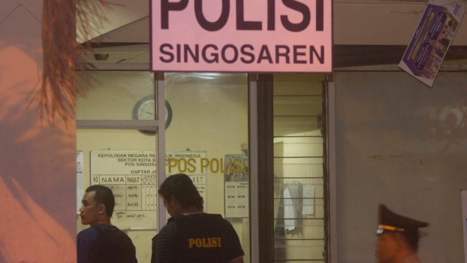 Lokasi penembakan polisi di Pos Polisi Singosaren, Solo