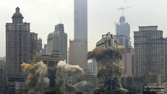  hotel dan bangunan terminal di pelabuhan kota Chongqing, China diledakkan 