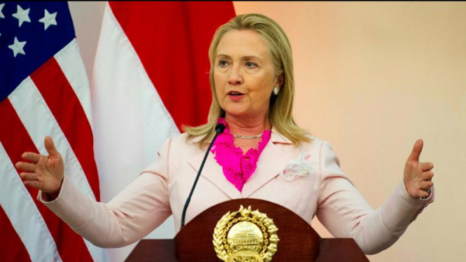 Menlu AS Hillary Clinton di Kemlu RI Jakarta