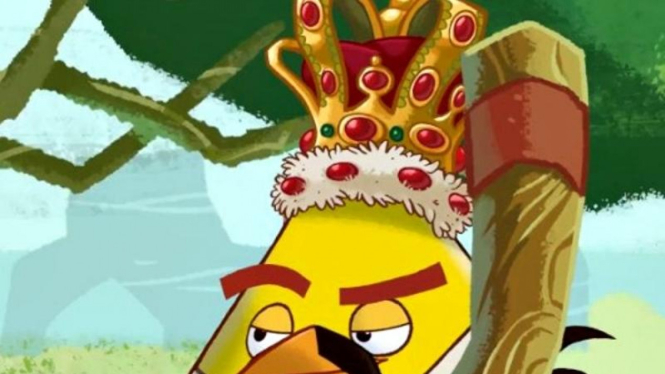 Burung Angry Birds yang menggambarkan Freddie Mercury