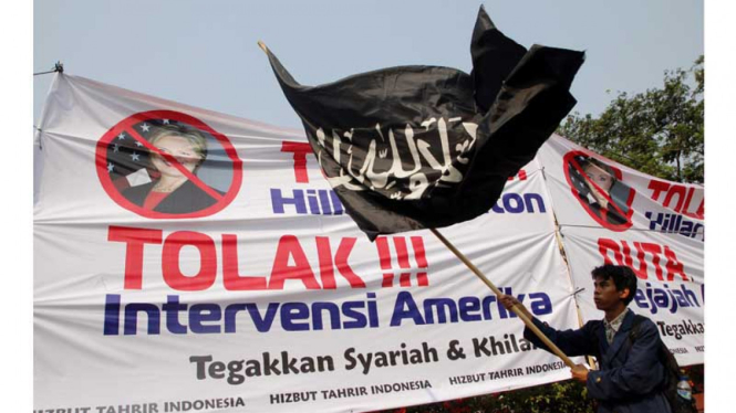 Hizbut Tahrir Indonesia (HTI) dalam sebuah aksi demonstrasi.