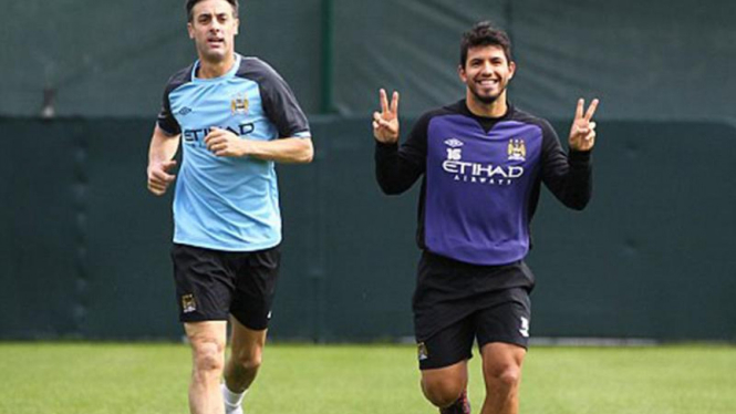 Sergio Aguero kembali berlatih