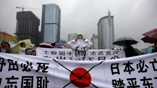 Demonstrasi anti Jepang di Kota Chengdu China