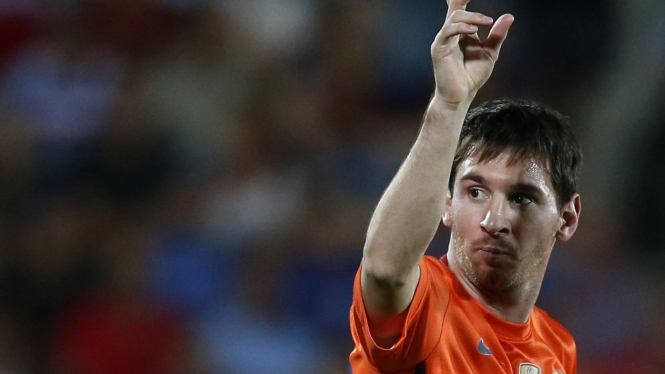 Lionel Messi usai menjebol gawang Getafe