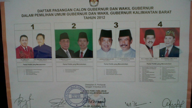 Kartu suara Pemilihan Gubernur Kalimantan Barat
