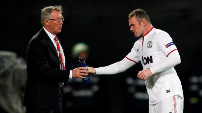 Pelatih Manchester United, Sir Alex Ferguson bersama Wayne Rooney