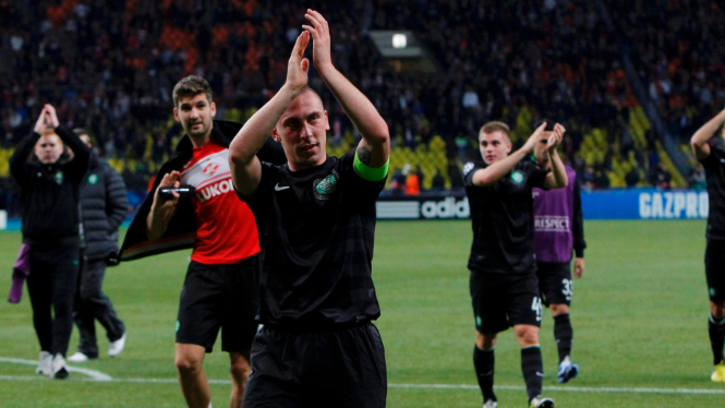 Pemain Celtic merayakan kemenangan atas Spartak Moscow