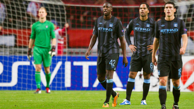 Para pemain Manchester City usai laga melawan Ajax Amsterdam