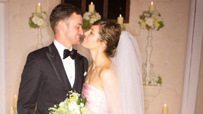 Foto pernikahan Jessica Biel dan Justin Timberlake