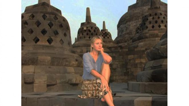 Maria Sharapova di Candi Borobudur, Jawa Tengah