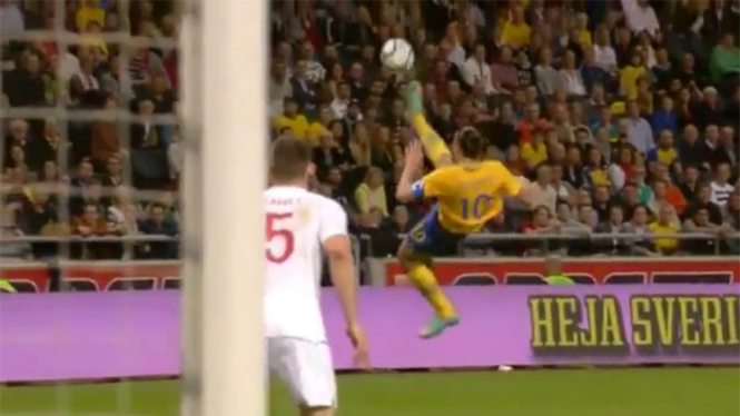 Gol gila Zlatan Ibrahimovic ke gawang Inggris.