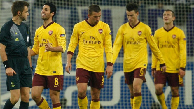 Mikel Arteta, Lukas Podolski, Laurent Koscielny dan Jack Wilshere