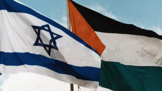 Bendera Israel dan Palestina.