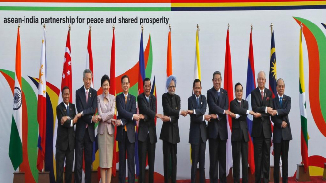 Pertemuan para pemimpin ASEAN dan India di New Delhi.