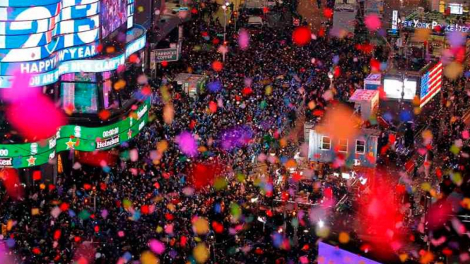 Perayaan Tahun Baru di New York, AS.