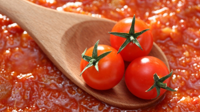 Saus tomat yang menggugah selera.