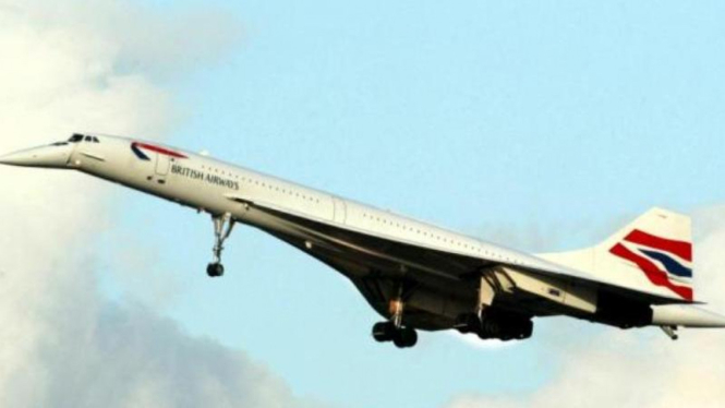 Pesawat jet supersonik Concorde milik British Airways dan Air France.