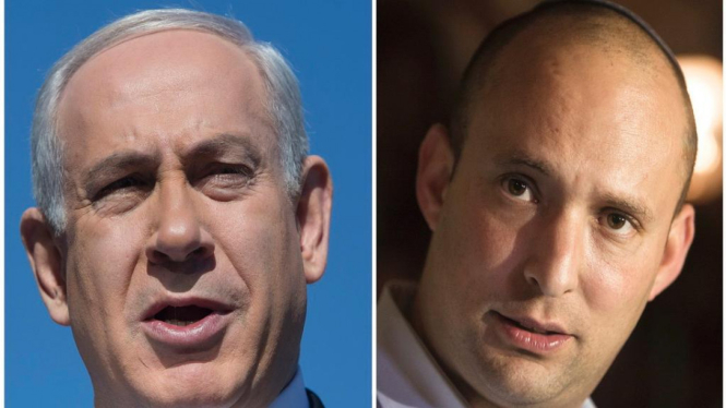 Benjamin Netanyahu dengan penantangnya Naftali Bennett