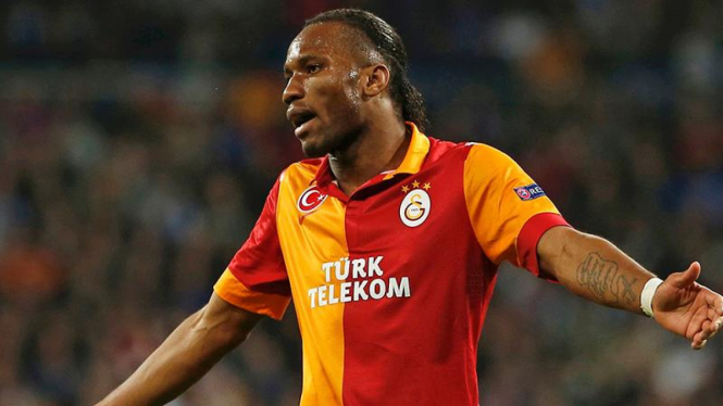 Penyerang Galatasaray, Didier Drogba saat melawan Real Madrid