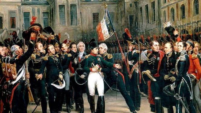 Lukisan perpisahan Napoleon dengan pasukannya karya Antoine Alphonse Montfort