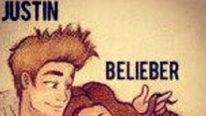 Gambar Kartun Justin Bieber dan Penggemarnya