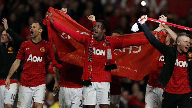 Manchester United saat memastikan gelar juara Premier League 2012/13