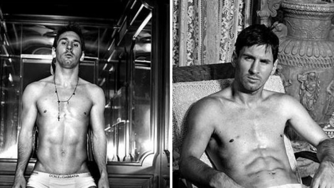 Lionel Messi dalam iklan pakaian dalam Dolce & Gabbana