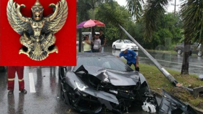 Lamborghini Aventador mengalami kecelakaan di Thailand