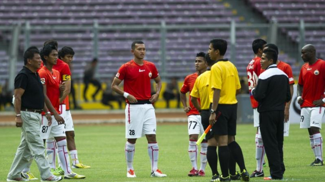 Pemain Persija Jakarta saat batal melawan Persib Bandung