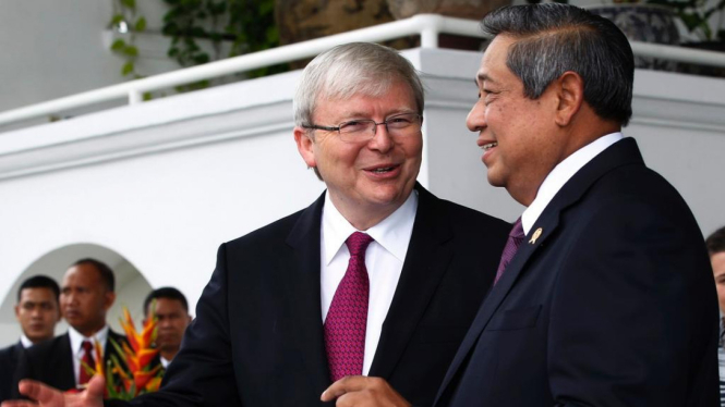 Presiden Susilo Bambang Yudhoyono bersama PM Australia Kevin Rudd