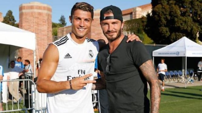 Cristiano Ronaldo bersama David Beckham