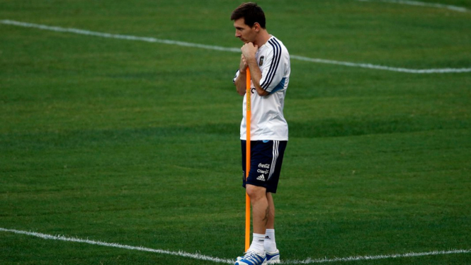 Lionel Messi di latihan timnas Argentina