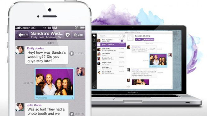 Tampilan aplikasi Viber di Mac dan iPhone