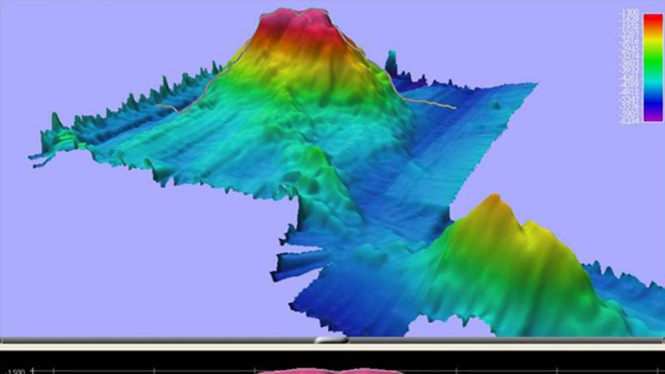 Gunung laut di Barat Bengkulu dalam tampilan Bathimetri 3D