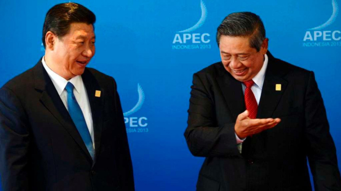 Presiden SBY sambut Presiden China Xi Jinping di KTT APEC